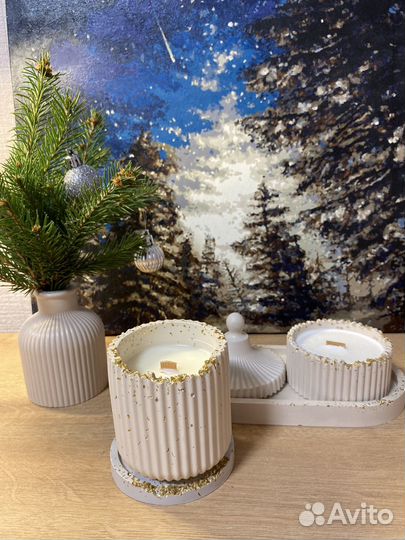 Ароматические свечи ручной работы, декор из гипса