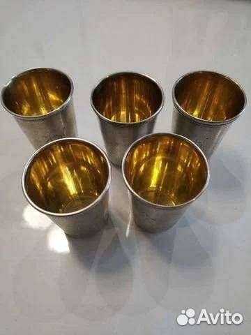 Серебряные стопки с позолотой 5 шт. СССР