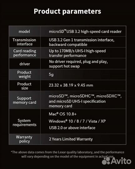 Картридер microSD Lexar USB 3.0 и 3.2