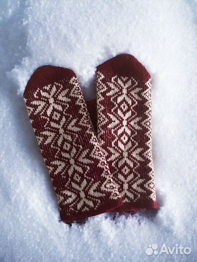 Варежки женские зимние вязаные