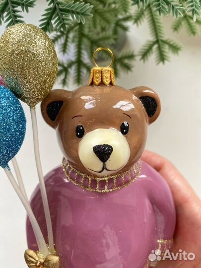 Елочная игрушка Мишка с шариками