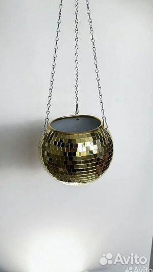 Кашпо из диско шара / кашпо из зеркальной мозаики