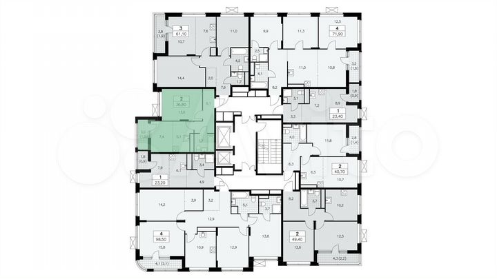2-к. квартира, 36,8 м², 14/16 эт.