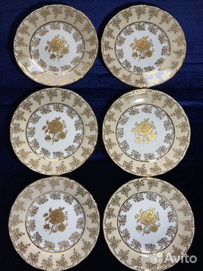 Тарелки Epiag Чехия Золотая роза медовая 17 см