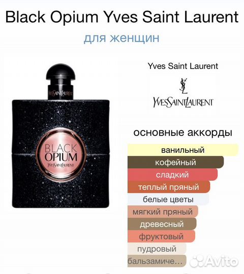 Женские духи Yves saint laurent black opium