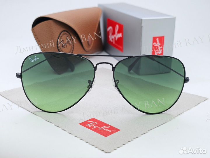 Очки Ray Ban Aviator Black Green Gradient Стекло