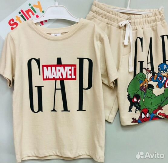 Новый детский костюм Zara футболка и шорты Marvel