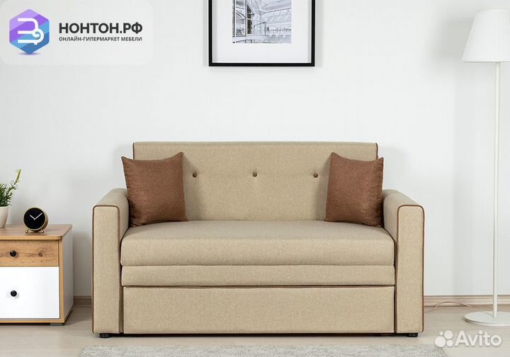 Диван выкатной Найс бежевый / коричневый