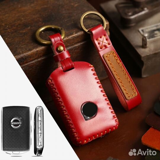 Чехол для ключа Вольво хс90, хс60 (красная кожа)