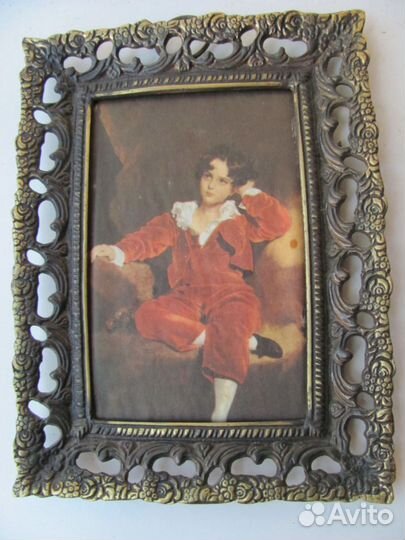 Картина на шёлке рамка бронза