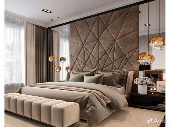 Мягкие стеновые панели, кровати, изголовья