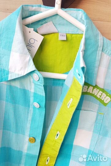 Новая яркая хлопковая рубашка р-р 110 Blue Seven