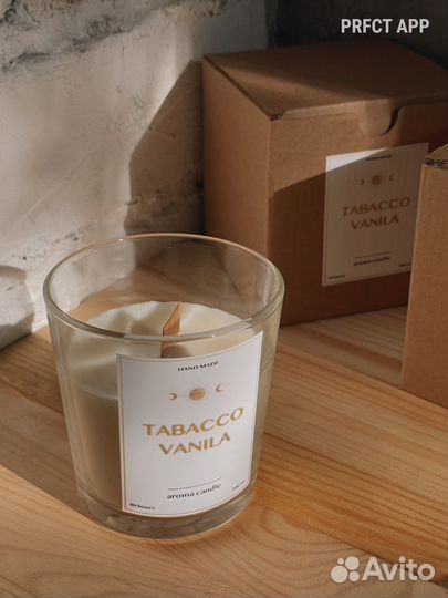 Ароматическая свеча ручной работы Табак ваниль