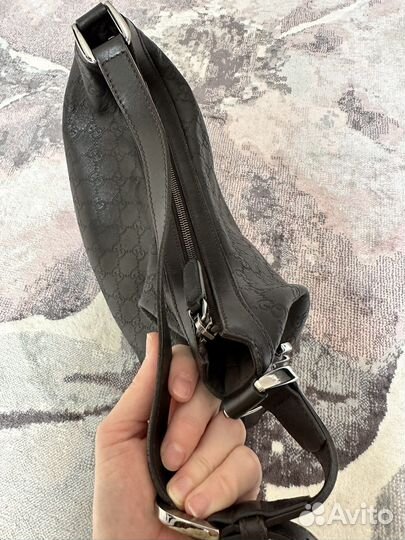 Сумка gucci натуральная кожа темнокоричневая