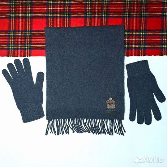 Винтажный шерстяной набор шарф и перчатки Tie Rack