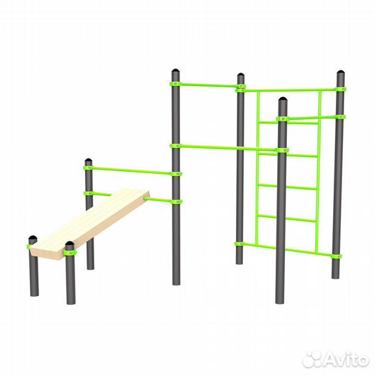 Воркаут (наклонная скамья, 3 перекладины) W230