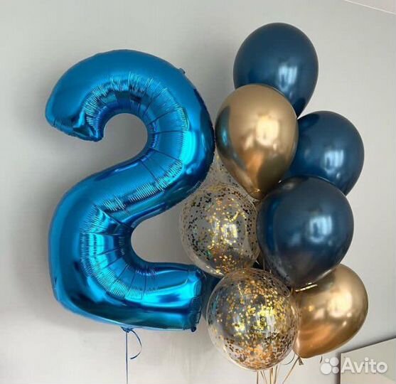 Фольгированные цифры и фонтаны из шаров