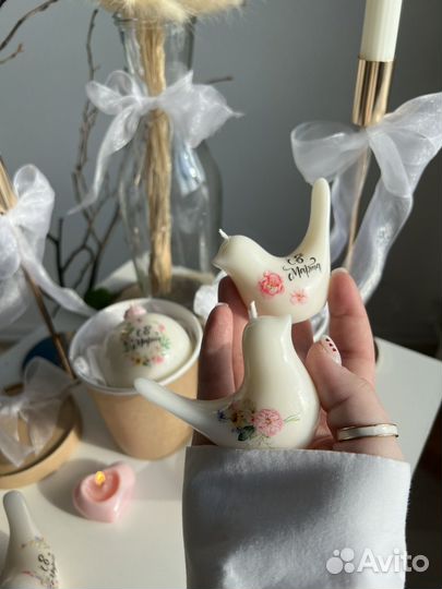 Свечи к 8 марта, керамические свечи птичка и шар
