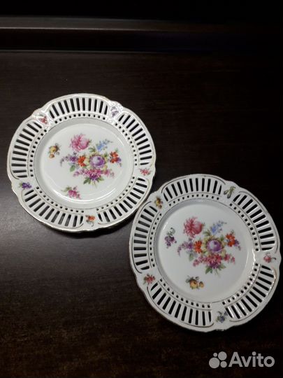 Тарелка, резной фарфор, Германия, винтаж