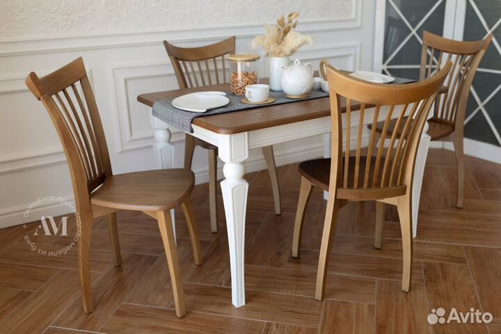 Набор стол обеденный и стулья 4шт массив бука