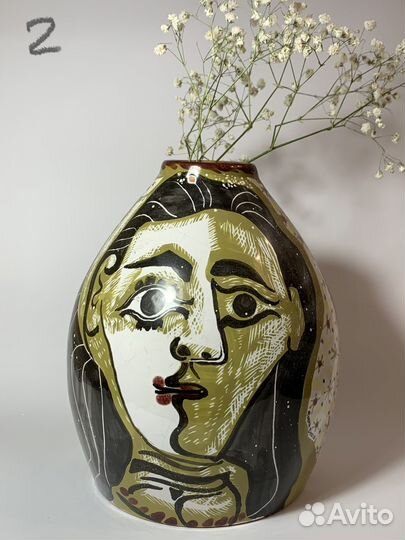 Ваза майолика глина ручная роспись