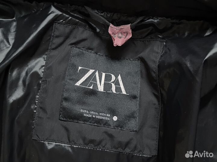 Пуховик женский zara l черный короткий оверсайз