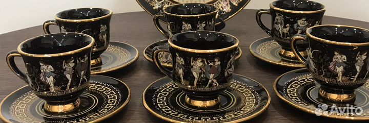 Чайно кофейный сервиз Греция,сусальное золото