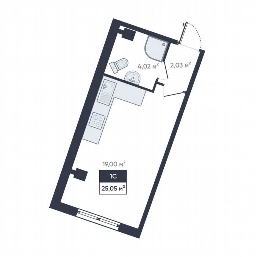 Квартира-студия, 25 м², 1/18 эт.