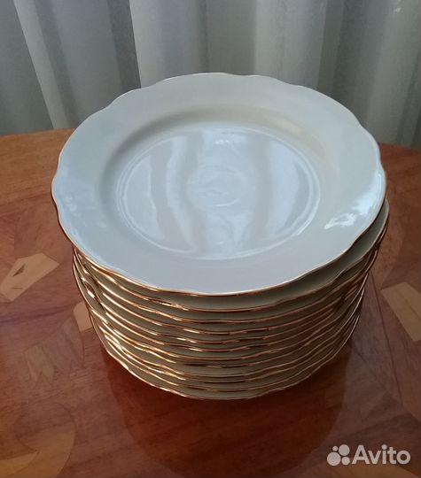 Тарелки фарфор с позолотой Дулёво новые
