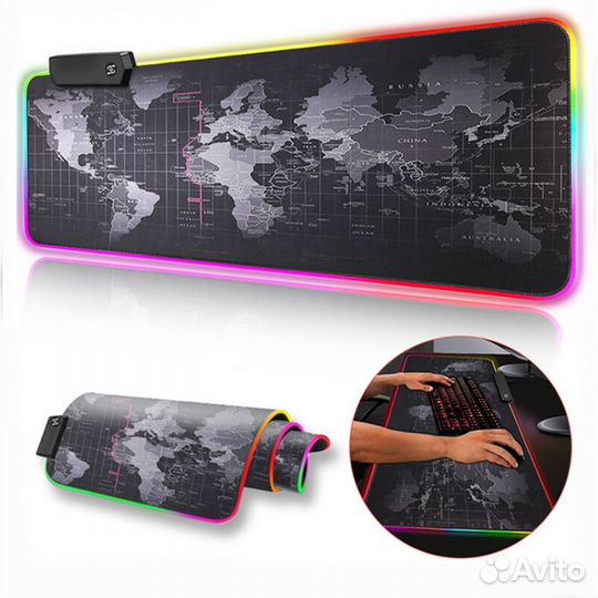 Игровой коврик для мыши 800х300 с RGB подсветкой