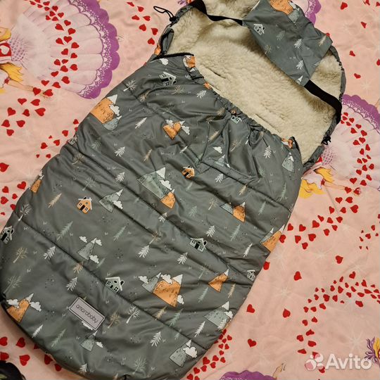 Зимний конверт в коляску на овчине до 3 лет