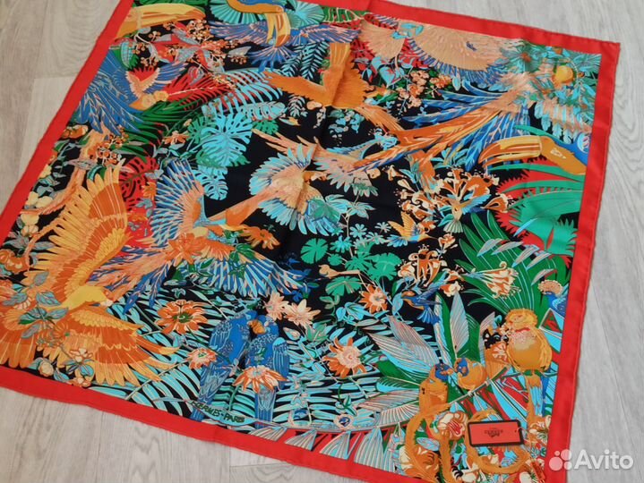 Платок шелковый Hermes ручной край 5цв