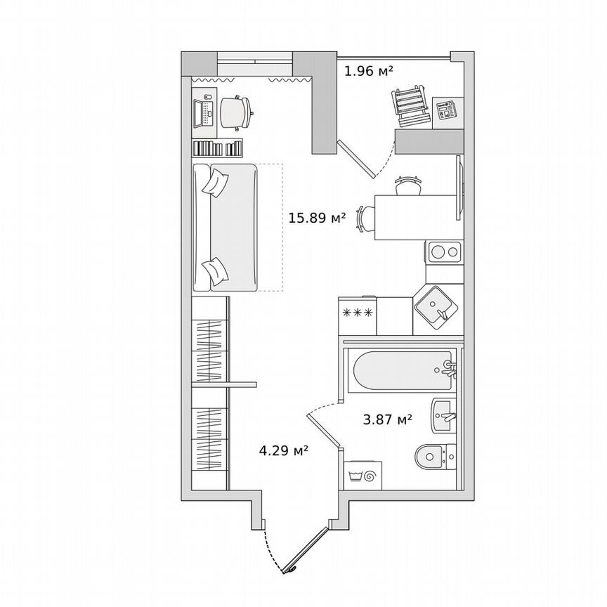 Квартира-студия, 26 м², 14/23 эт.