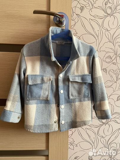 Рубашка теплая в клетку детская 104-110