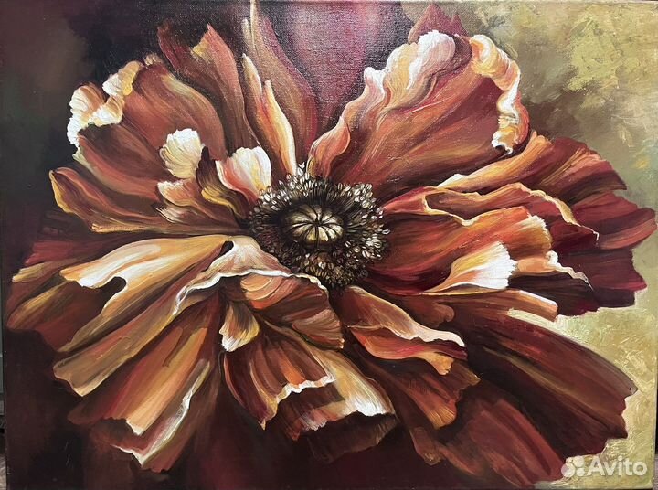 Интерьерная Картина маслом на холсте Маки