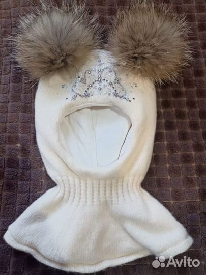 Шапка шлем для девочки зима
