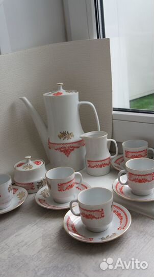 Богемский кофейный сервиз Чехословакия