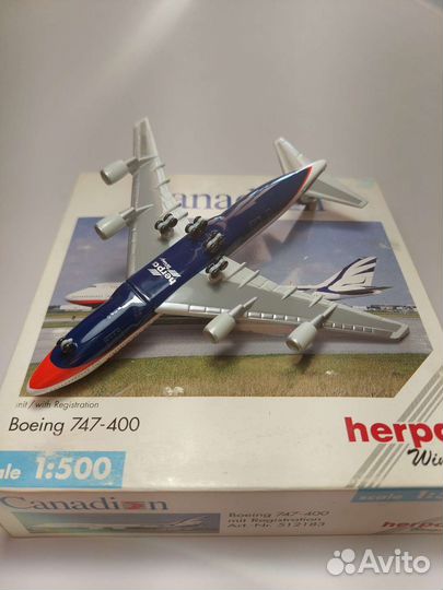 Модель самолета Canadian Airlines B747 Herpa 1/500