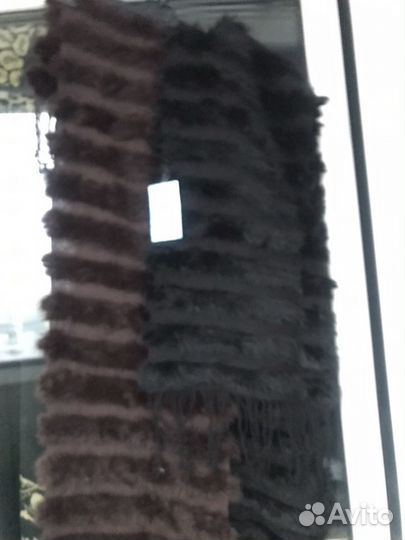 Палантин-шарф из вязанного меха кролика