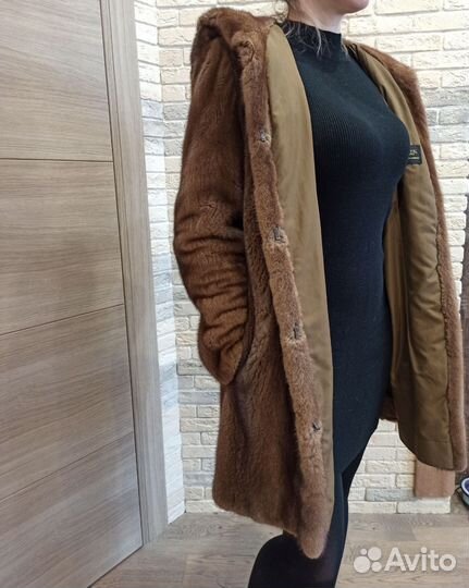 Шуба норковая с капюшоном 46 48 бу