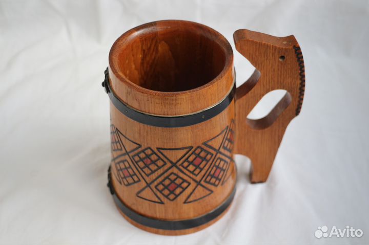 Пивная кружка деревянная большая