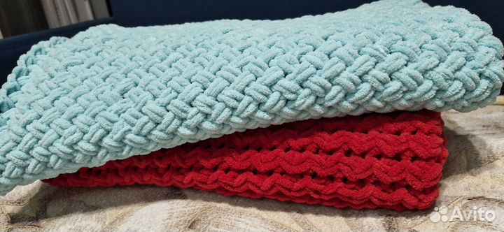 Плед детский вязаный плюшевый