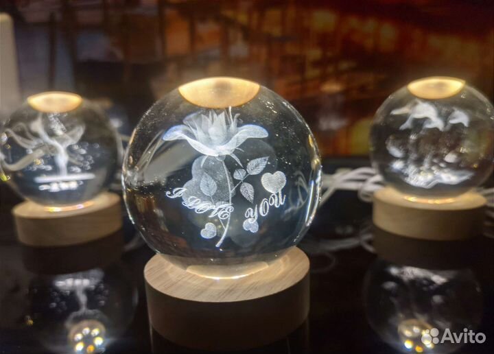 Светильник 3D ночник Хрустальный шар декор новинка
