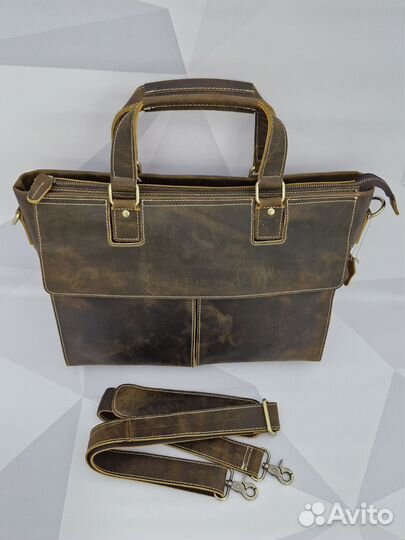 Сумка мужская натуральная кожа коричневая