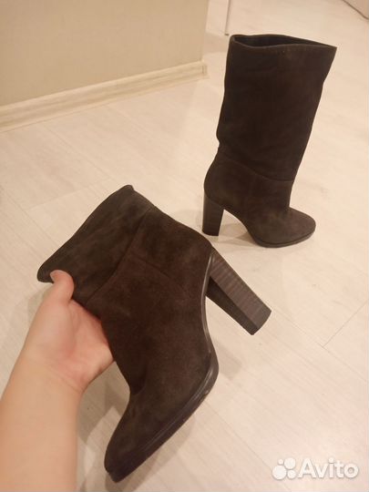 Полусапоги женские демисезонные коричневые замша