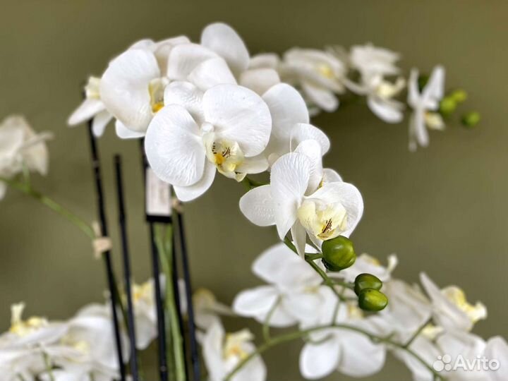 Орхидея белая искусственная напольная 109 см