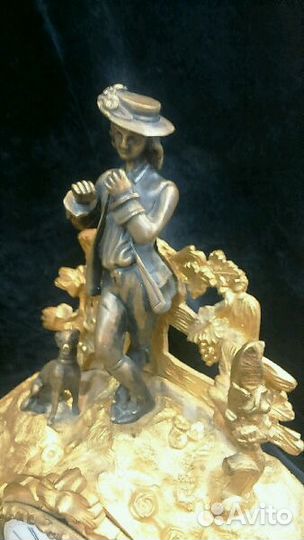 Часы кабинетные бронза Франция,кон 19 в