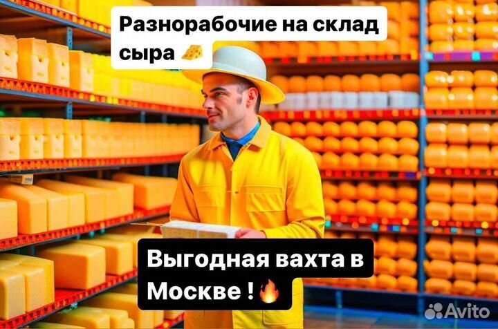 Разнорабочий на сырный завод Москва Вахт.метод
