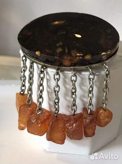 Брошь янтарь Прибалтика СССР