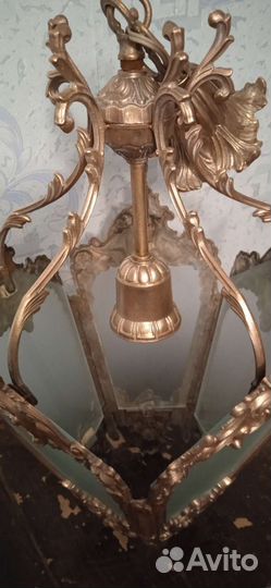 Люстра-фонарь СССР литьё 50-х бронза
